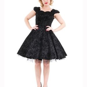 Swallows Velvet Flocked Rockabilly Rose Dress 14